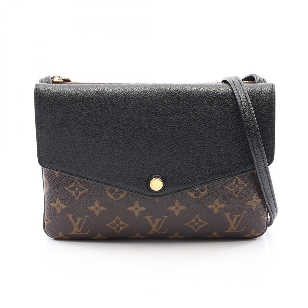 Louis Vuitton Twice Monogram Noir Shoulder Bag/Handbag, Coated Canvas and Lea...
